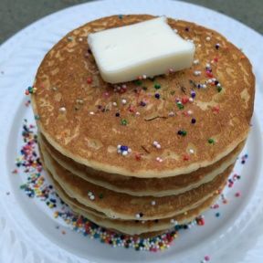 Gluten-free Funfetti Pancakes with butter